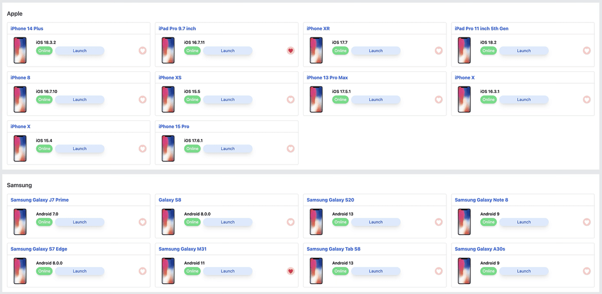 Live testing platform