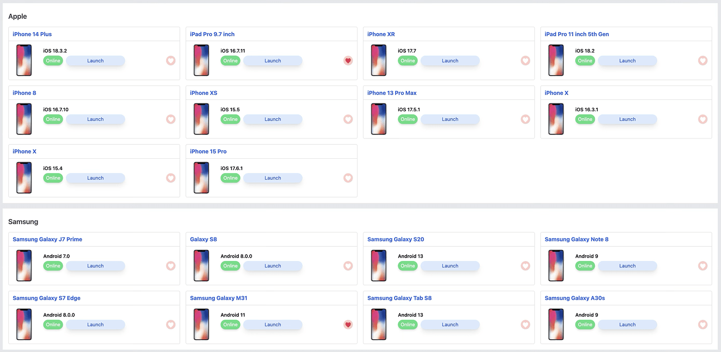 Live Testing Platform Interface
