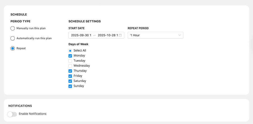 Test Scheduling Interface